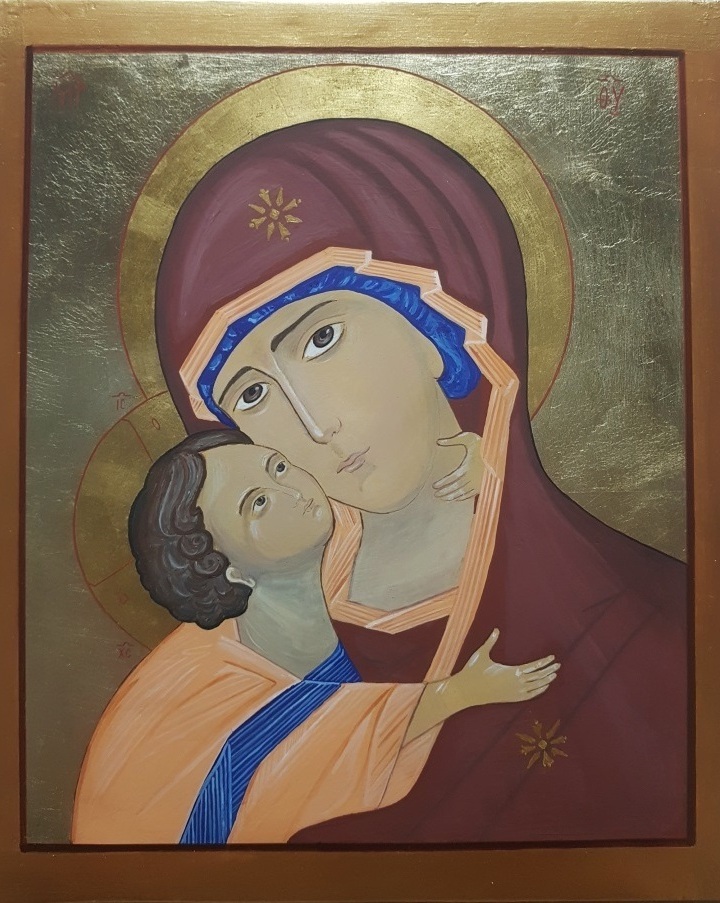 Рукописная икона  Пресвятая Богородица