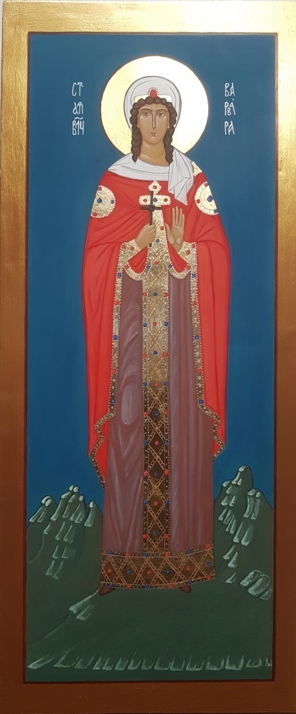 Мерная рукописная икона Варвара