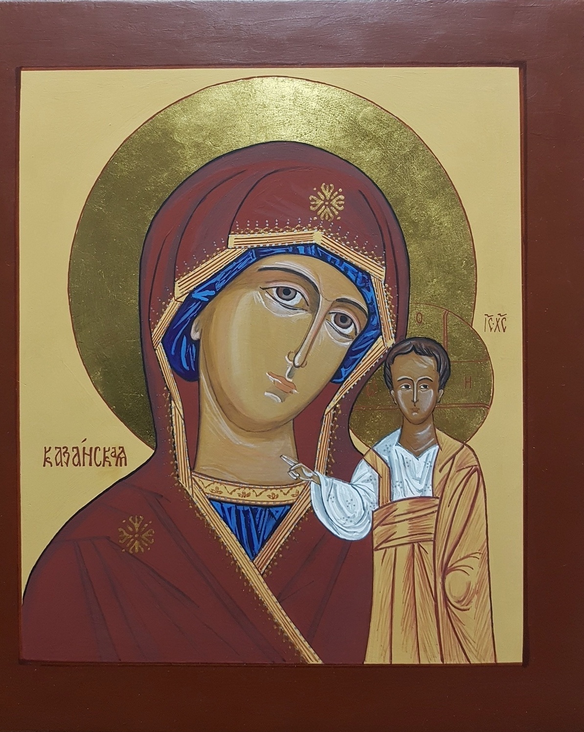 Рукописная икона Богородица Владимирская